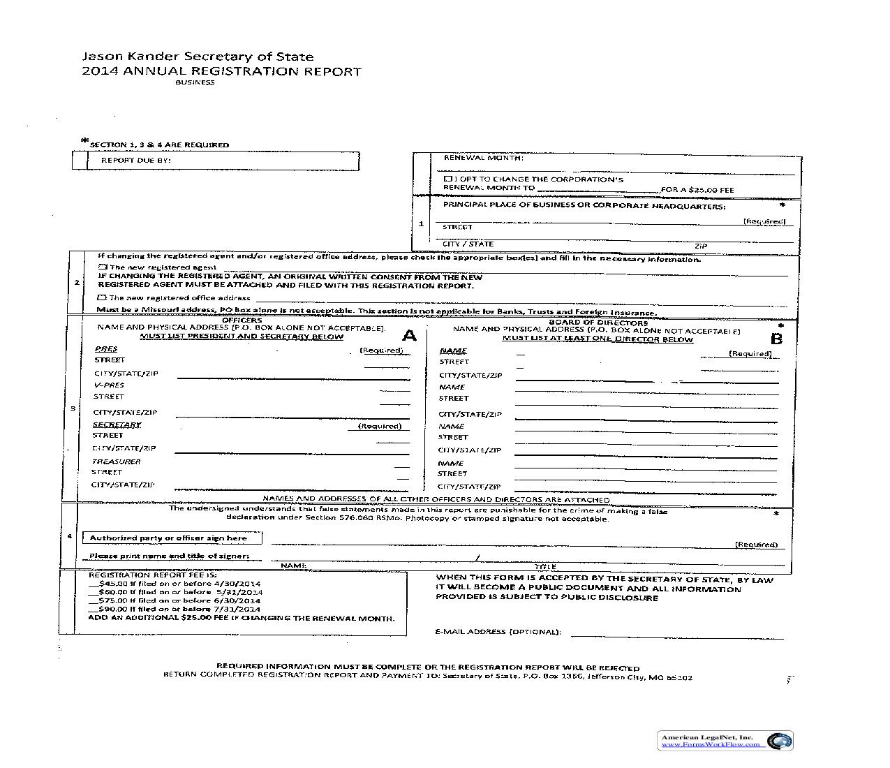 2014 Annual Registration Report |  | Missouri