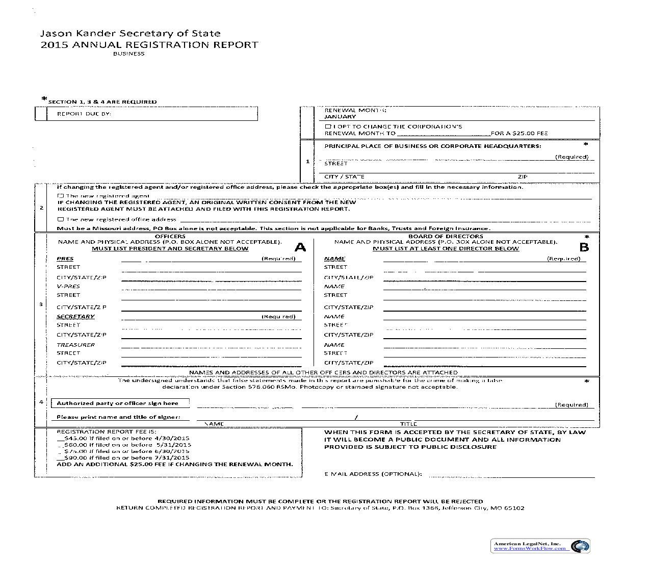 2015 Annual Registration Report |  | Missouri