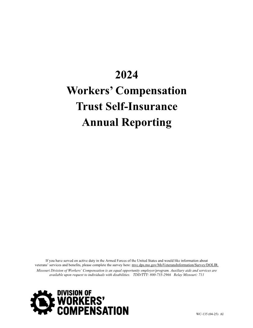 Annual Reporting Forms For Self Insured Trusts {WC-135} | Pdf Fpdf Docx | Missouri