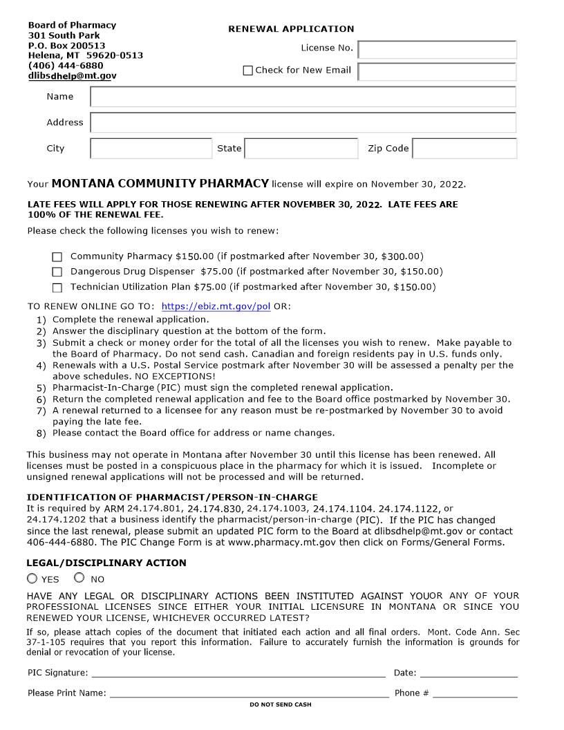 Community Pharmacy Renewal | Pdf Fpdf Docx | Montana