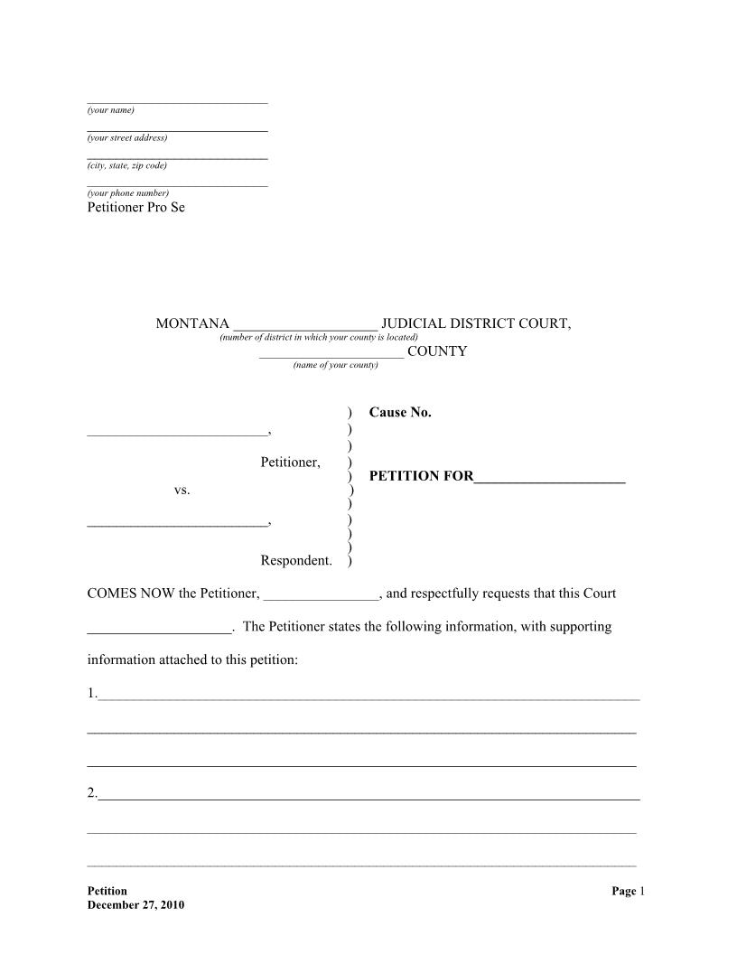 Petition | Pdf Fpdf Docx | Montana