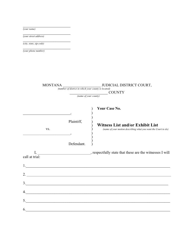 Witness To Exhibit | Pdf Fpdf Docx | Montana