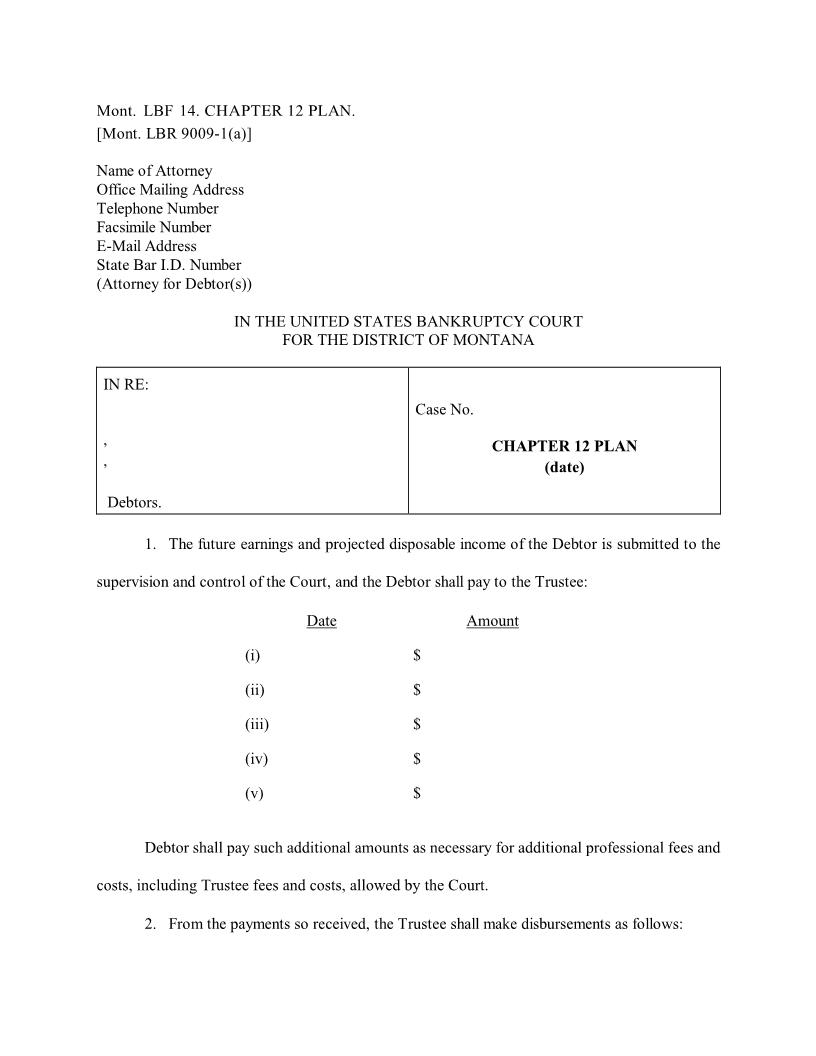 Chapter 12 Plan {LBF-14} | Pdf Fpdf Docx | Montana