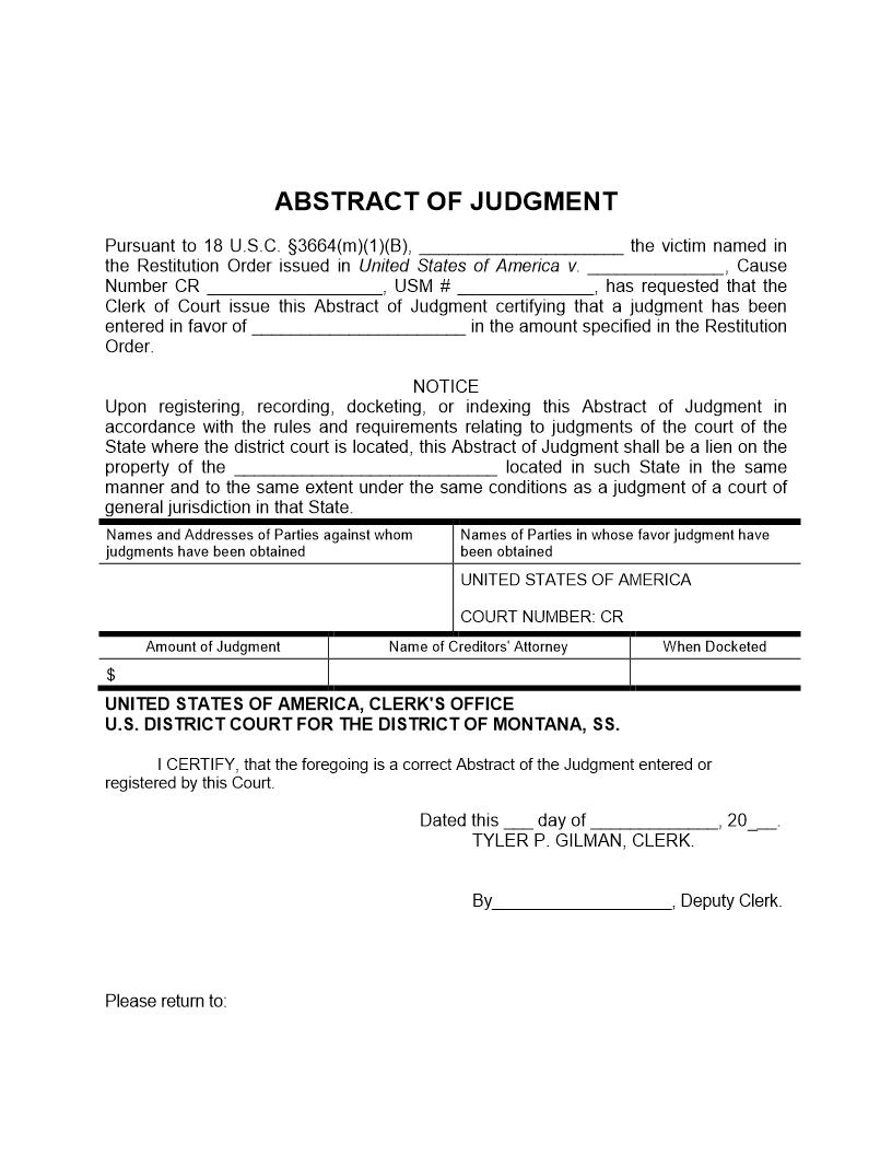 Abstract Of Judgment | Pdf Fpdf Docx | Montana