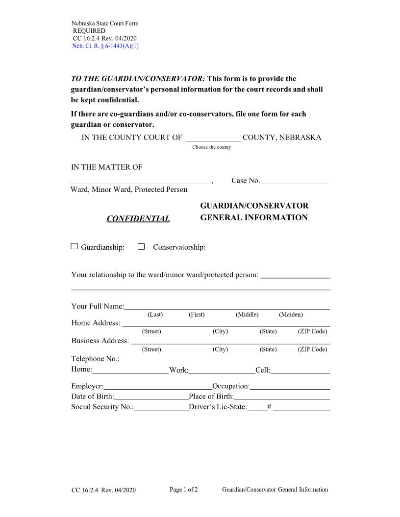 Guardian Conservator General Information {CC-16-2-4} | Pdf Fpdf Docx | Nebraska
