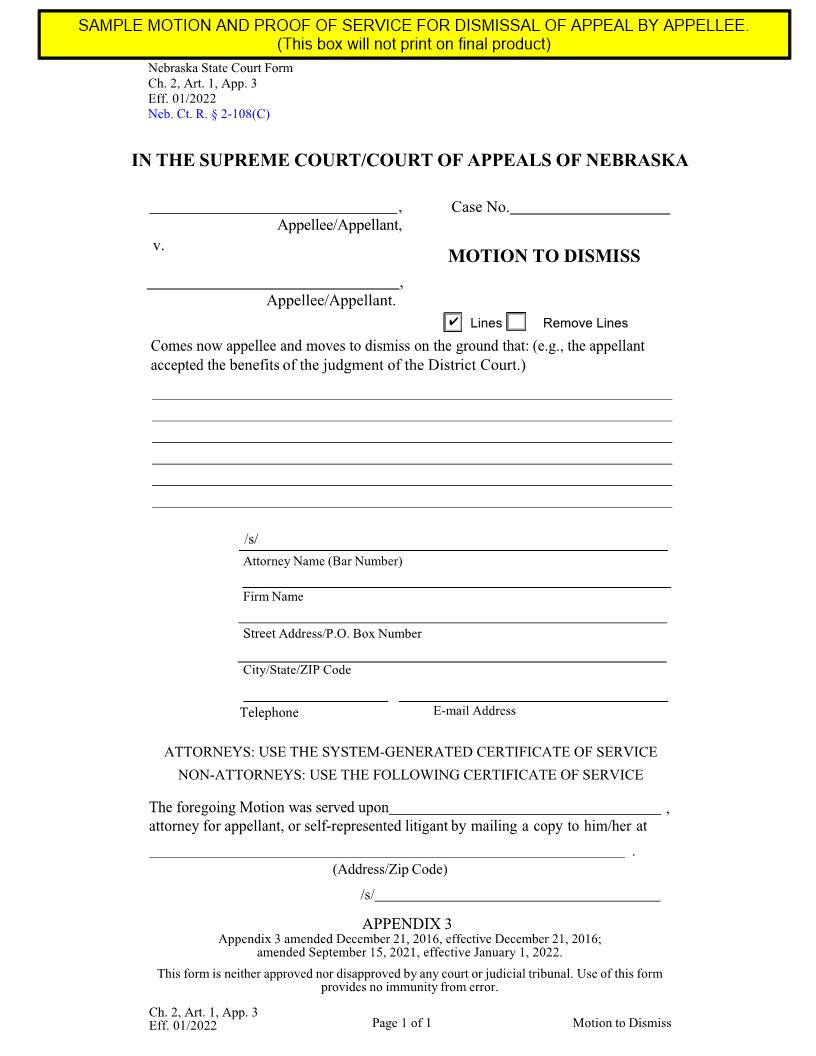 Motion To Dismiss {Ch2Art1App3} | Pdf Fpdf Docx | Nebraska