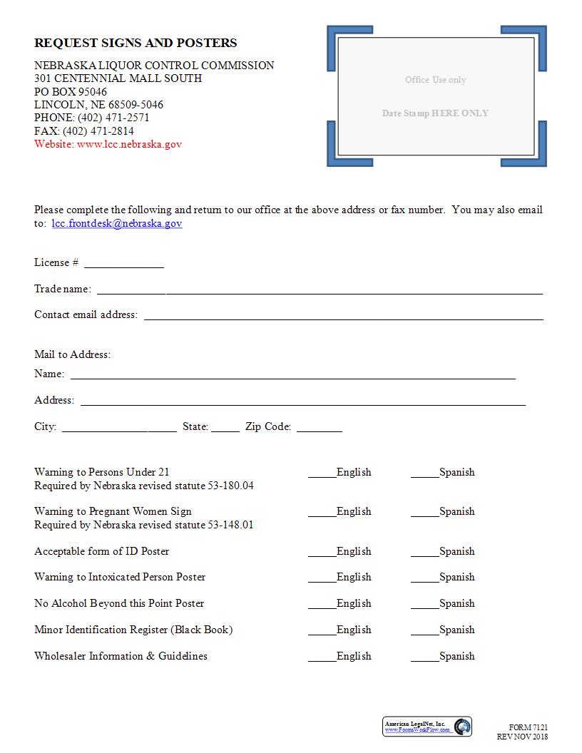 Request Signs And Posters {7121} | Pdf Fpdf Docx | Nebraska