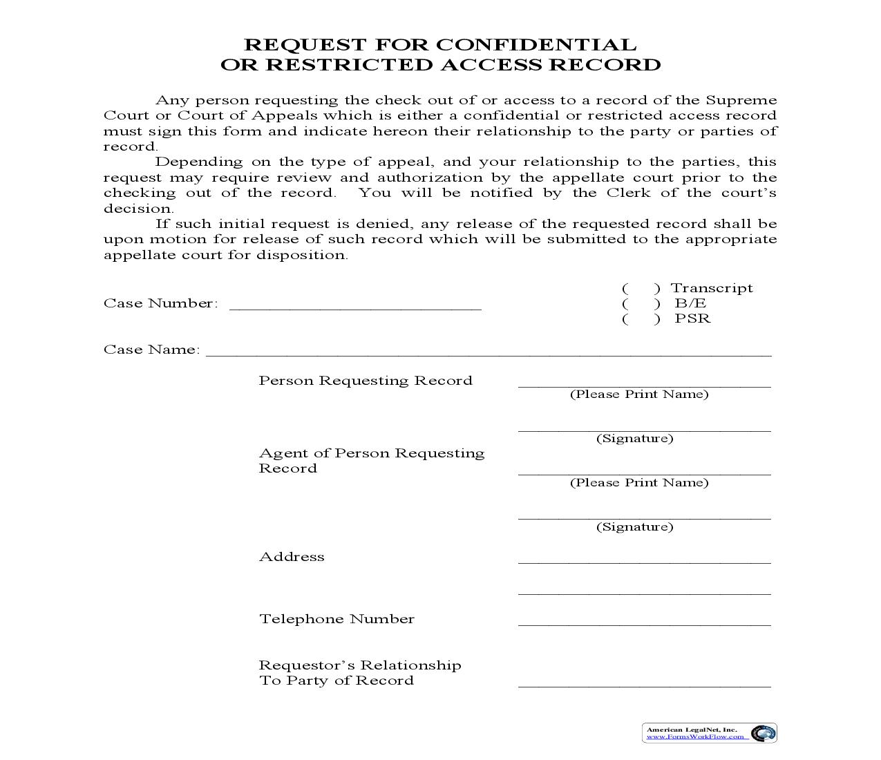 Request For Confidential Or Restricted Access Record | Pdf Fpdf Doc Docx | Nebraska