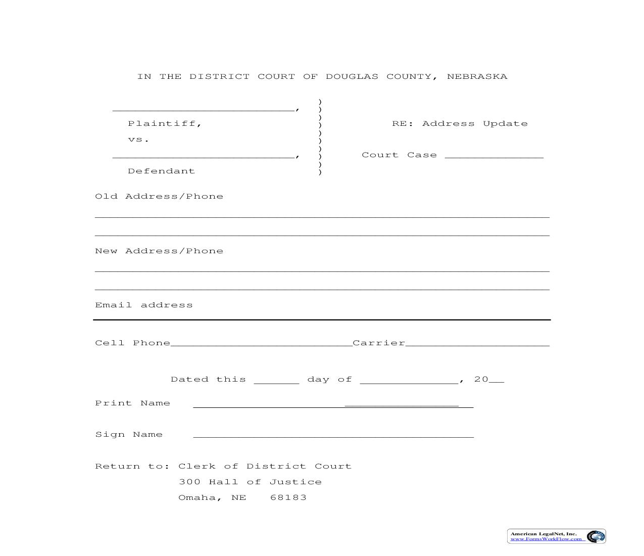 Address Update Affidavit | Pdf Fpdf Doc Docx | Nebraska