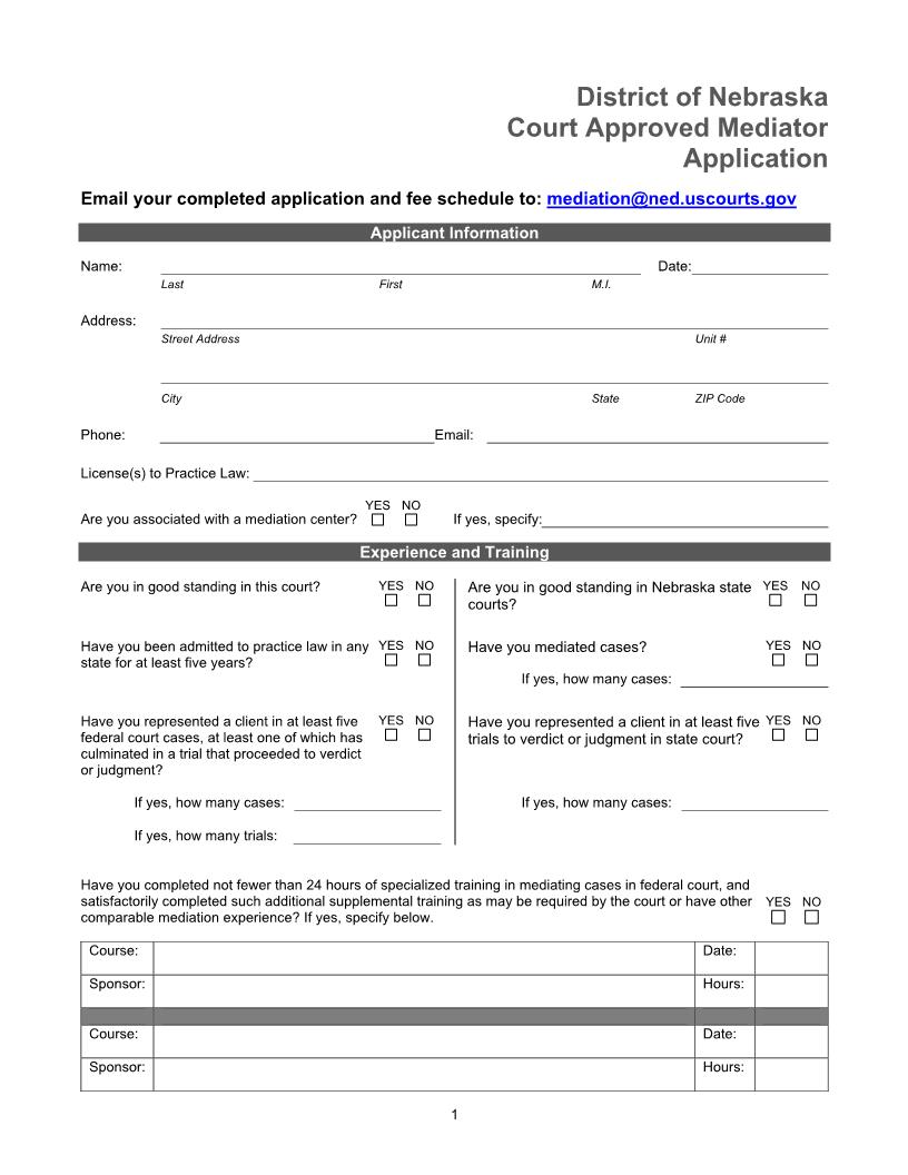 Mediator Application | Pdf Fpdf Doc Docx | Nebraska
