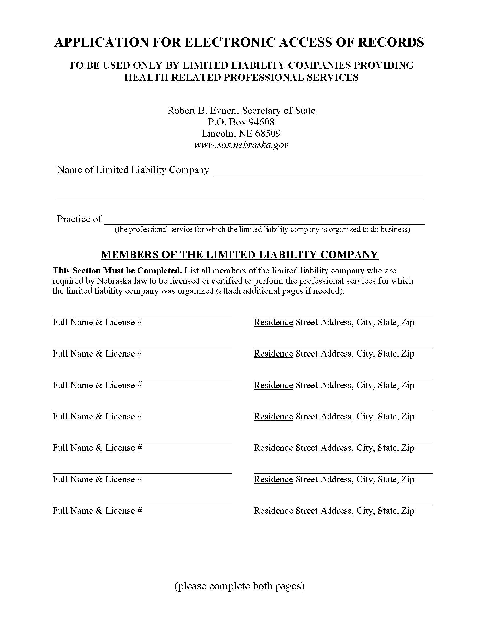 Application For Electronic Access Of Records | Pdf Fpdf Docx | Nebraska