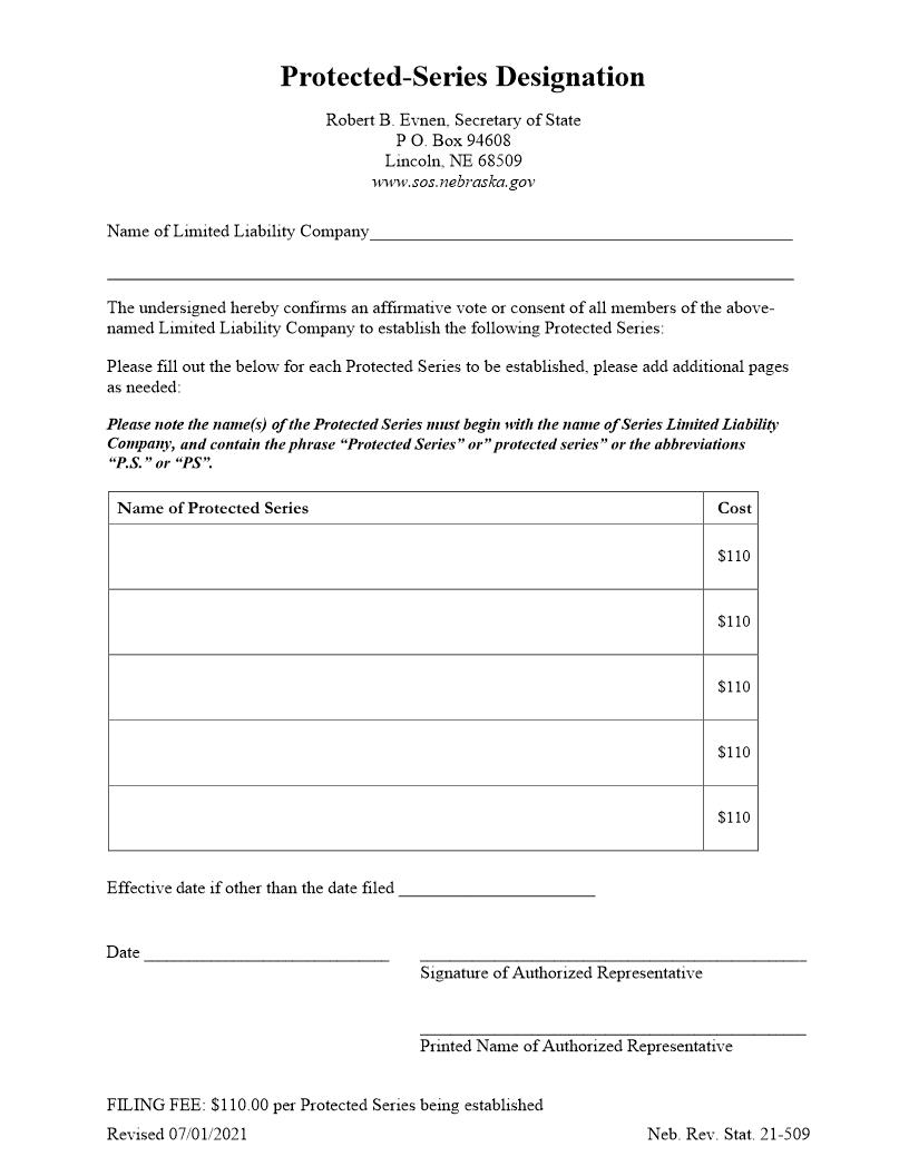 Protected Series Designation | Pdf Fpdf Docx | Nebraska