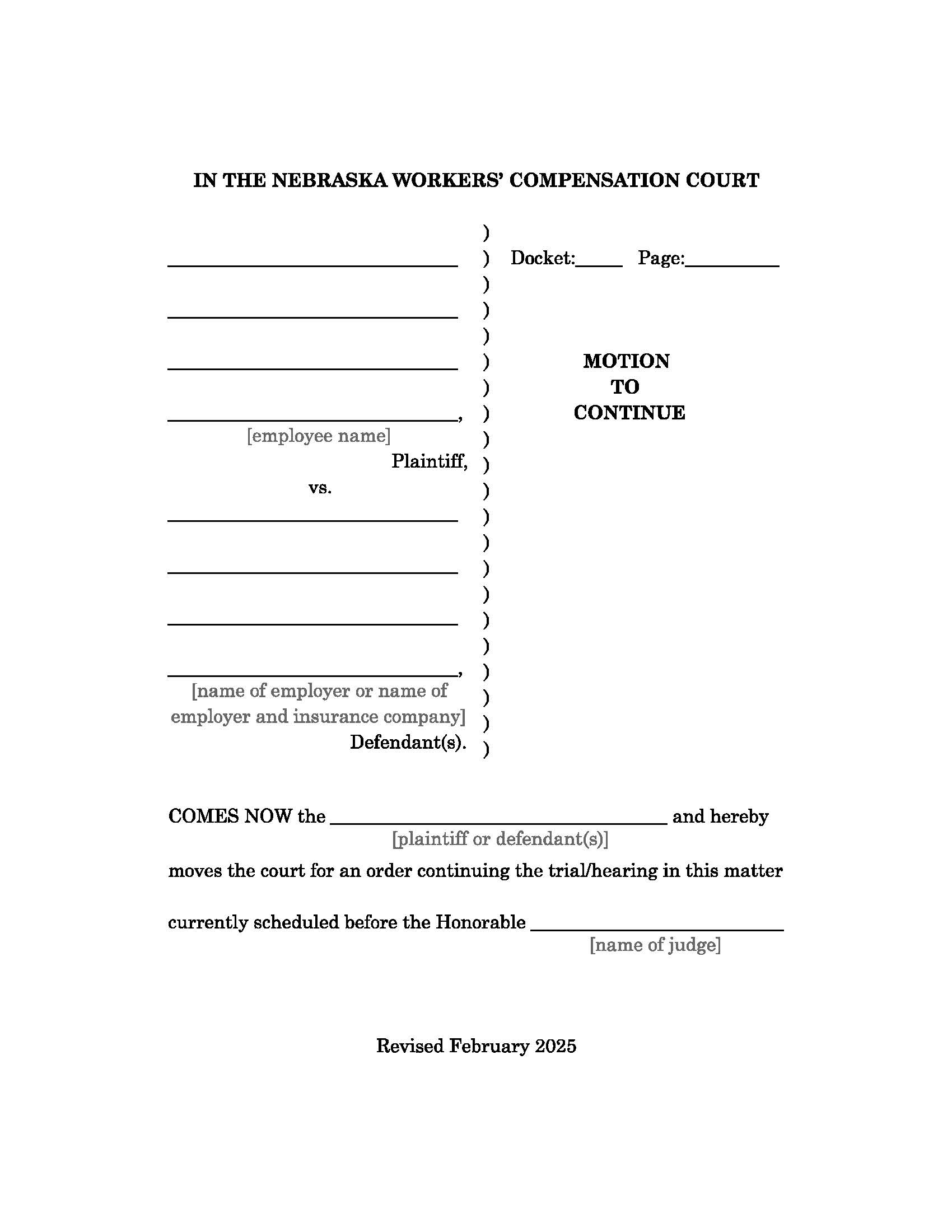 Motion To Continue Trial | Pdf Fpdf Doc Docx | Nebraska
