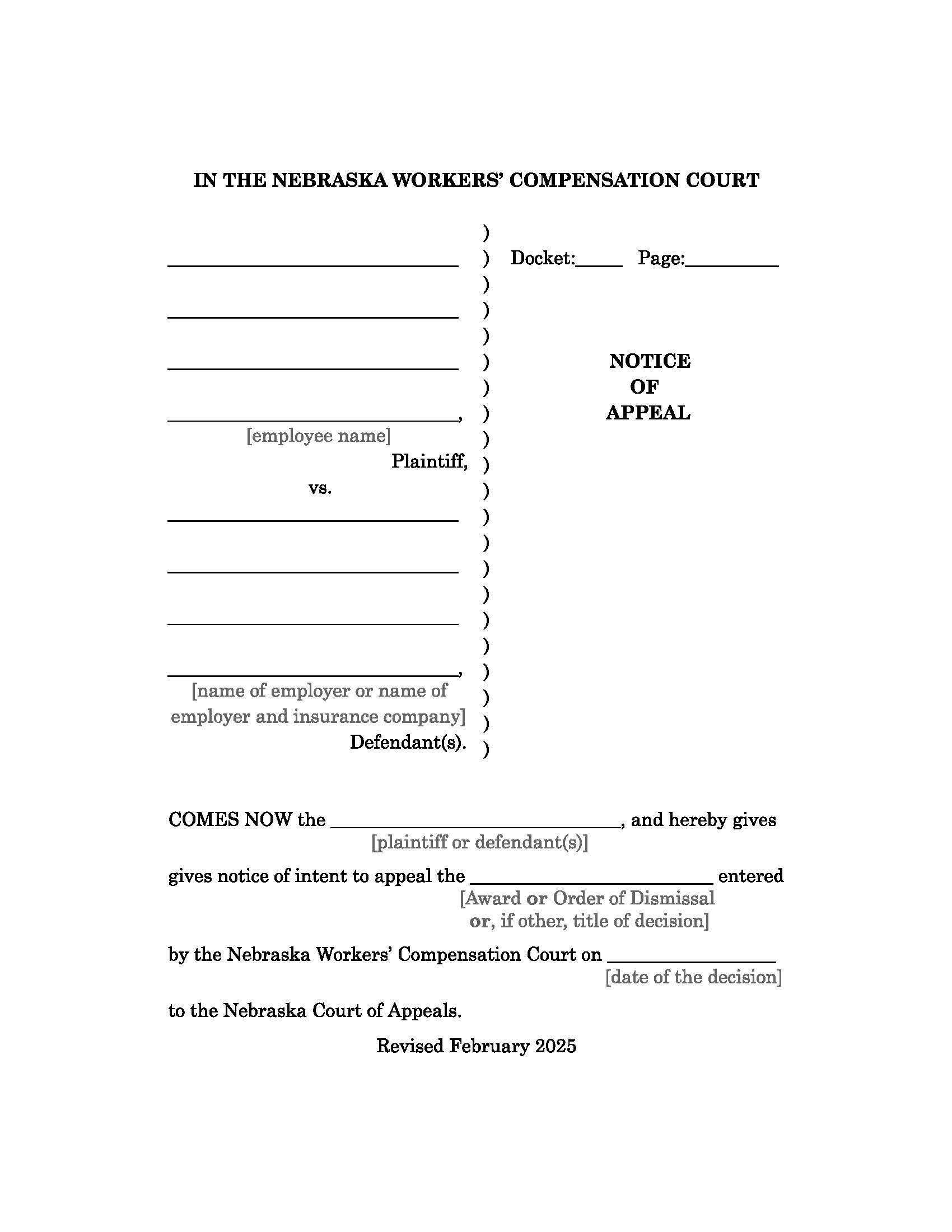 Notice Of Appeal | Pdf Fpdf Docx | Nebraska