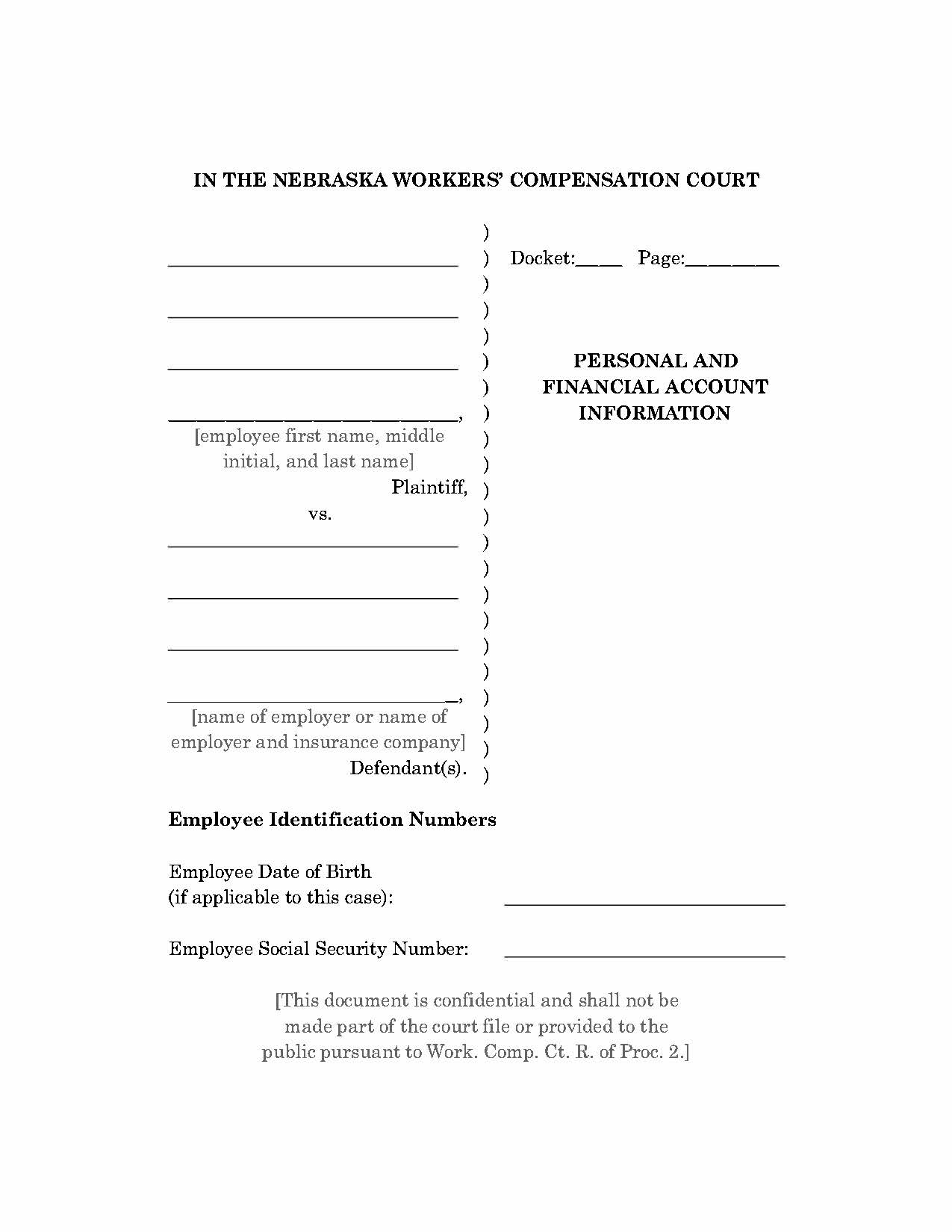 Personal And Financial Account Information | Pdf Fpdf Docx | Nebraska