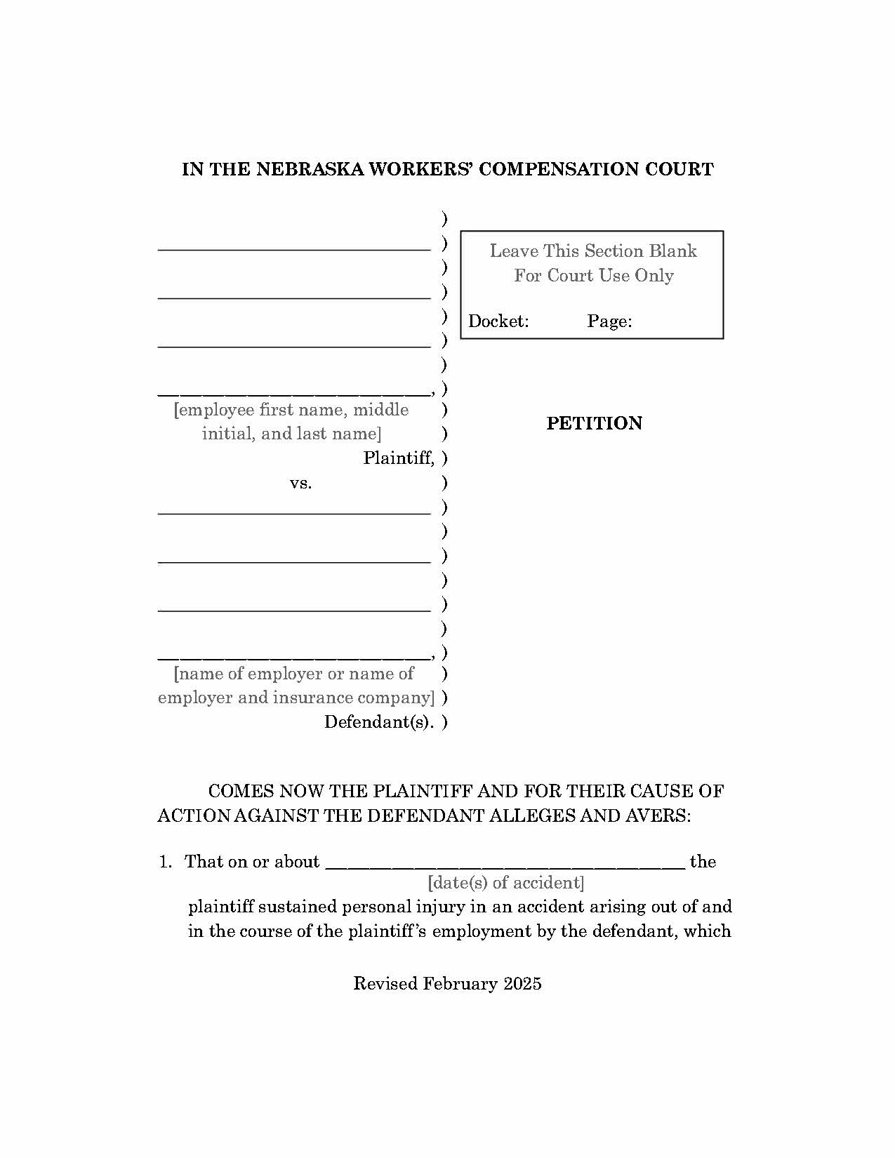 Petition | Pdf Fpdf Doc Docx | Nebraska