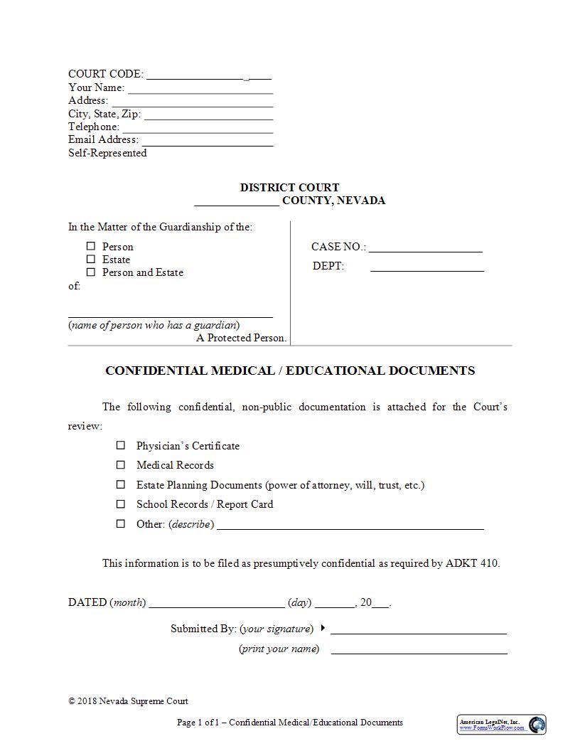 Confidential Medical Educational Documents | Pdf Fpdf Docx | Nevada