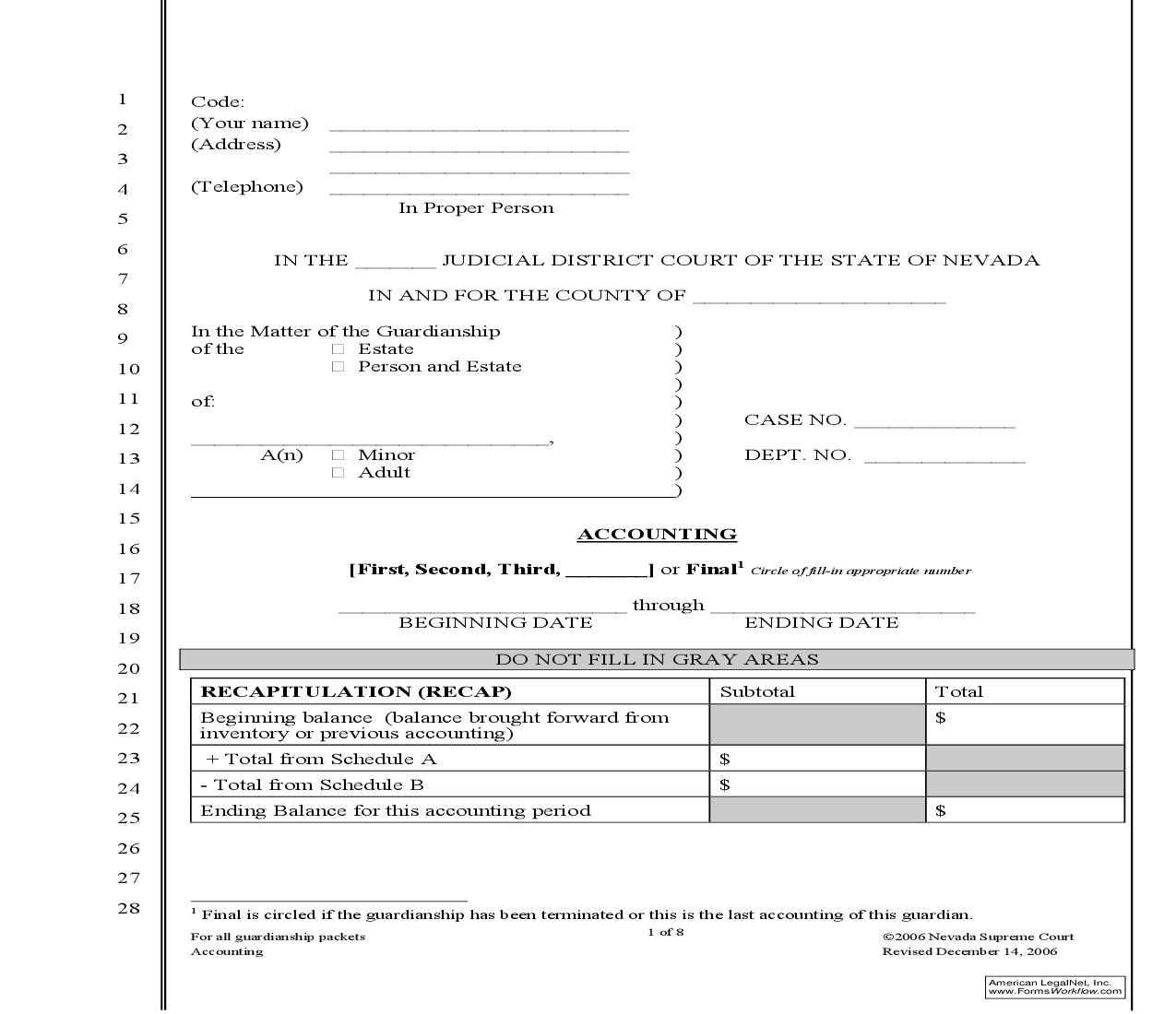 Guardianship - General Accounting {A} |  | Nevada