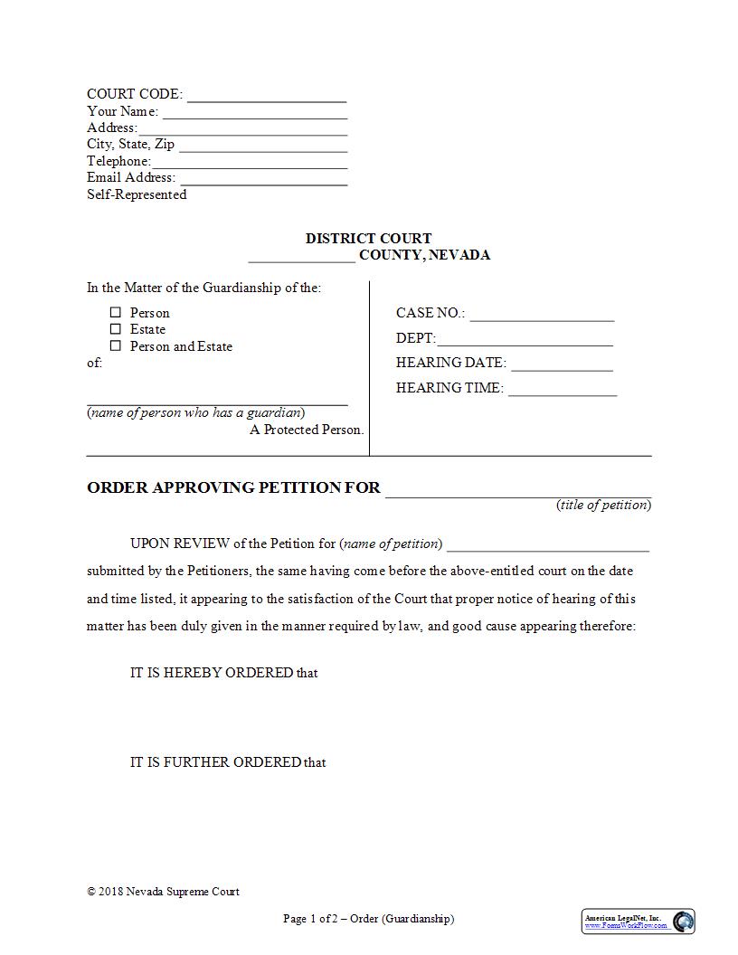 Order Approving Petition | Pdf Fpdf Docx | Nevada