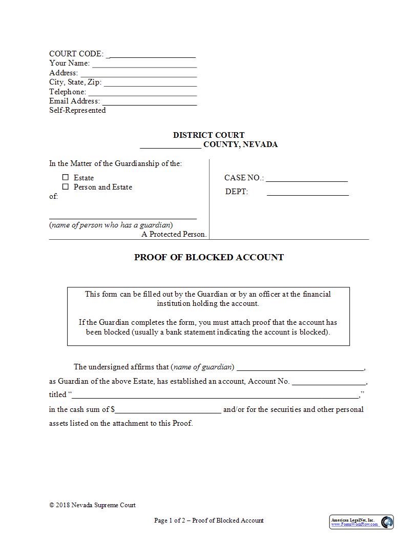 Proof Of Blocked Account | Pdf Fpdf Docx | Nevada