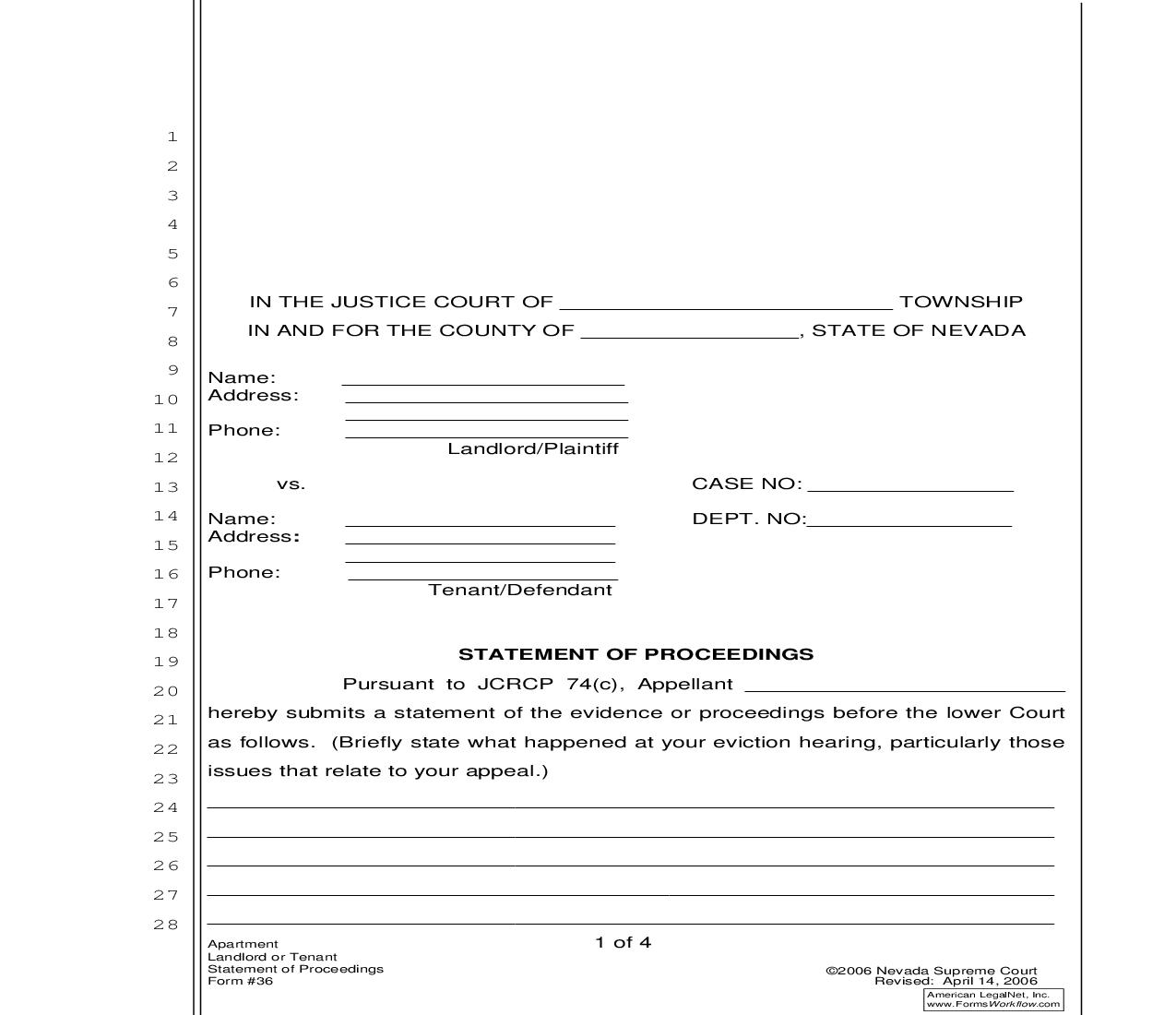 Statement Of Proceedings {36} | Pdf Fpdf Doc Docx | Nevada