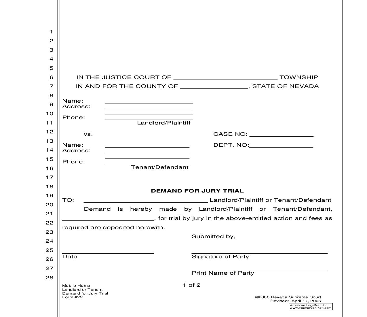 Demand For Jury Trial {22} | Pdf Fpdf Doc Docx | Nevada