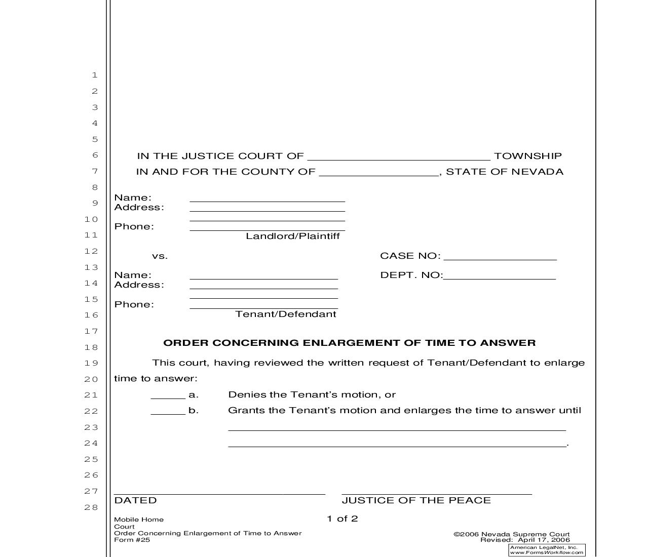 Order Concerning Enlargment Of Time To Answer {25} | Pdf Fpdf Doc Docx | Nevada