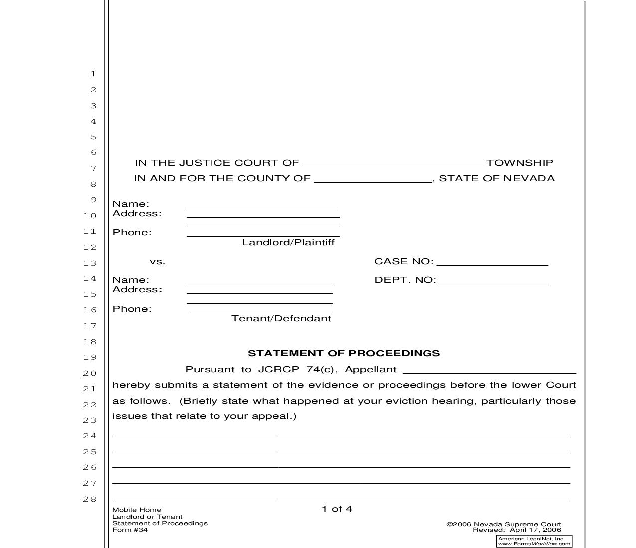 Statement Of Proceedings {34} | Pdf Fpdf Doc Docx | Nevada