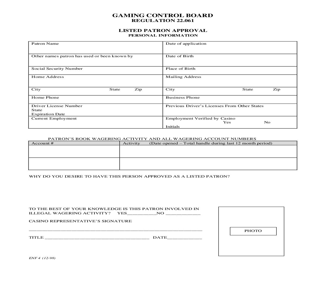 Listed Patron Approval {ENF-4} | Pdf Fpdf Doc Docx | Nevada