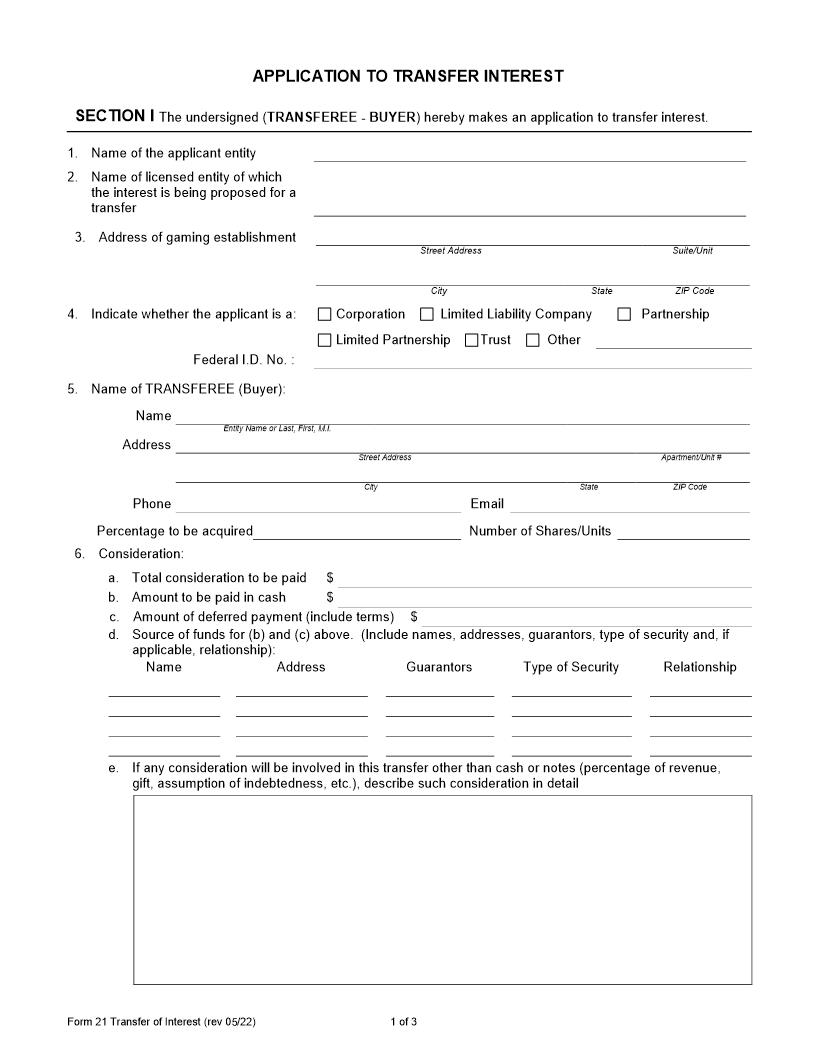 Application To Transfer Interest {21} | Pdf Fpdf Docx | Nevada