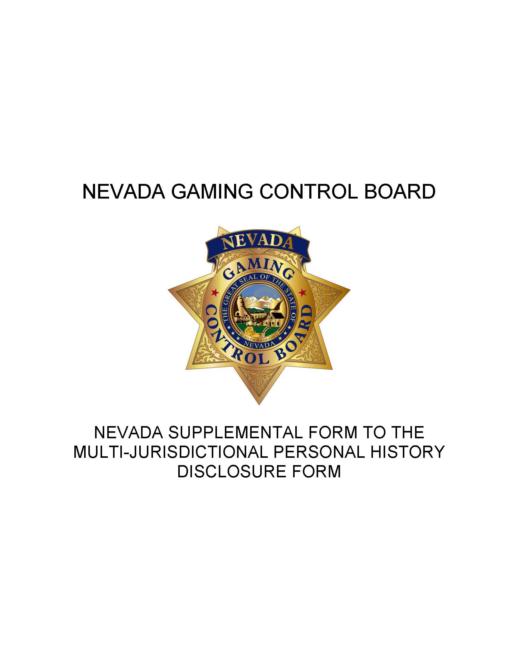 Personal History Multi Jurisdictional Disclosure Form (Addendum To Form 7) {7A} | Pdf Fpdf Docx | Nevada