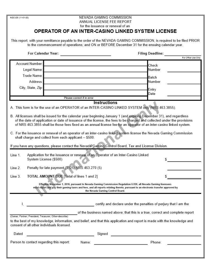 Operator Of An Inter Casino Linked System License {NGC-25l} | Pdf Fpdf Docx | Nevada