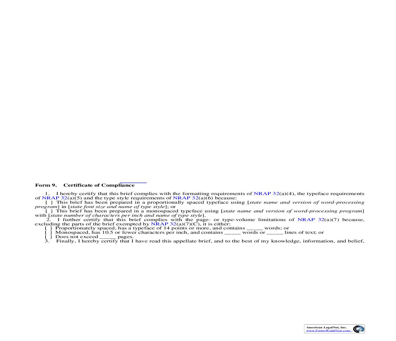 Certificate Of Compliance {9} | Pdf Fpdf Doc Docx | Nevada