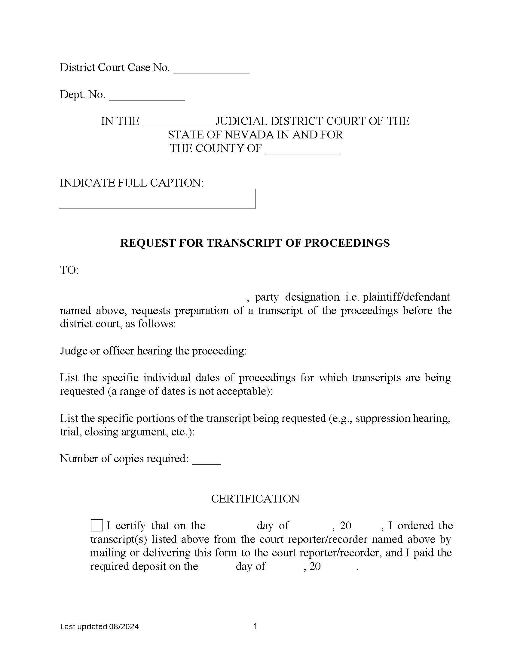 Transcript Request Form {3} | Pdf Fpdf Doc Docx | Nevada