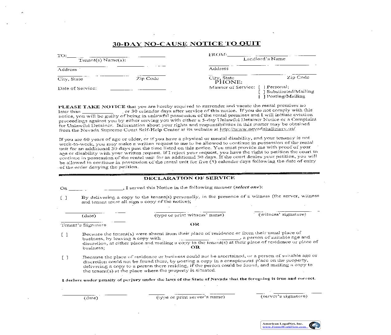 30 Day No Cause Notice To Quit | Pdf Fpdf Doc Docx | Nevada