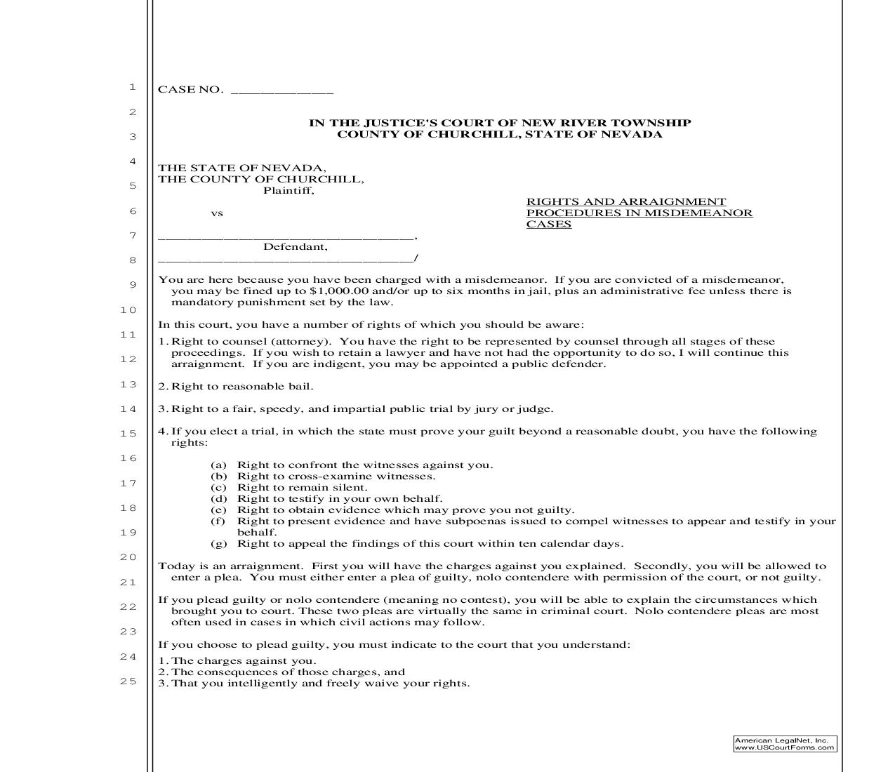 Rights And Arraignment Procedures In Misdemeanor Cases | Pdf Fpdf Doc Docx | Nevada