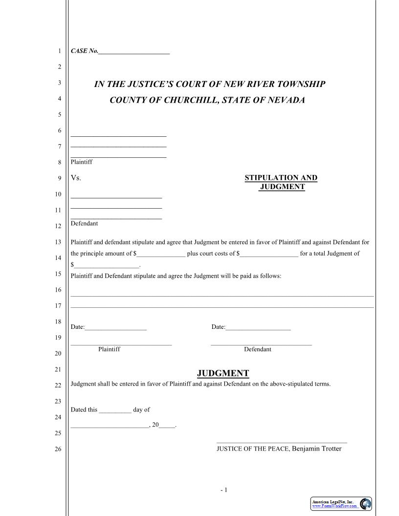 Stipulation And Judgment | Pdf Fpdf Docx | Nevada