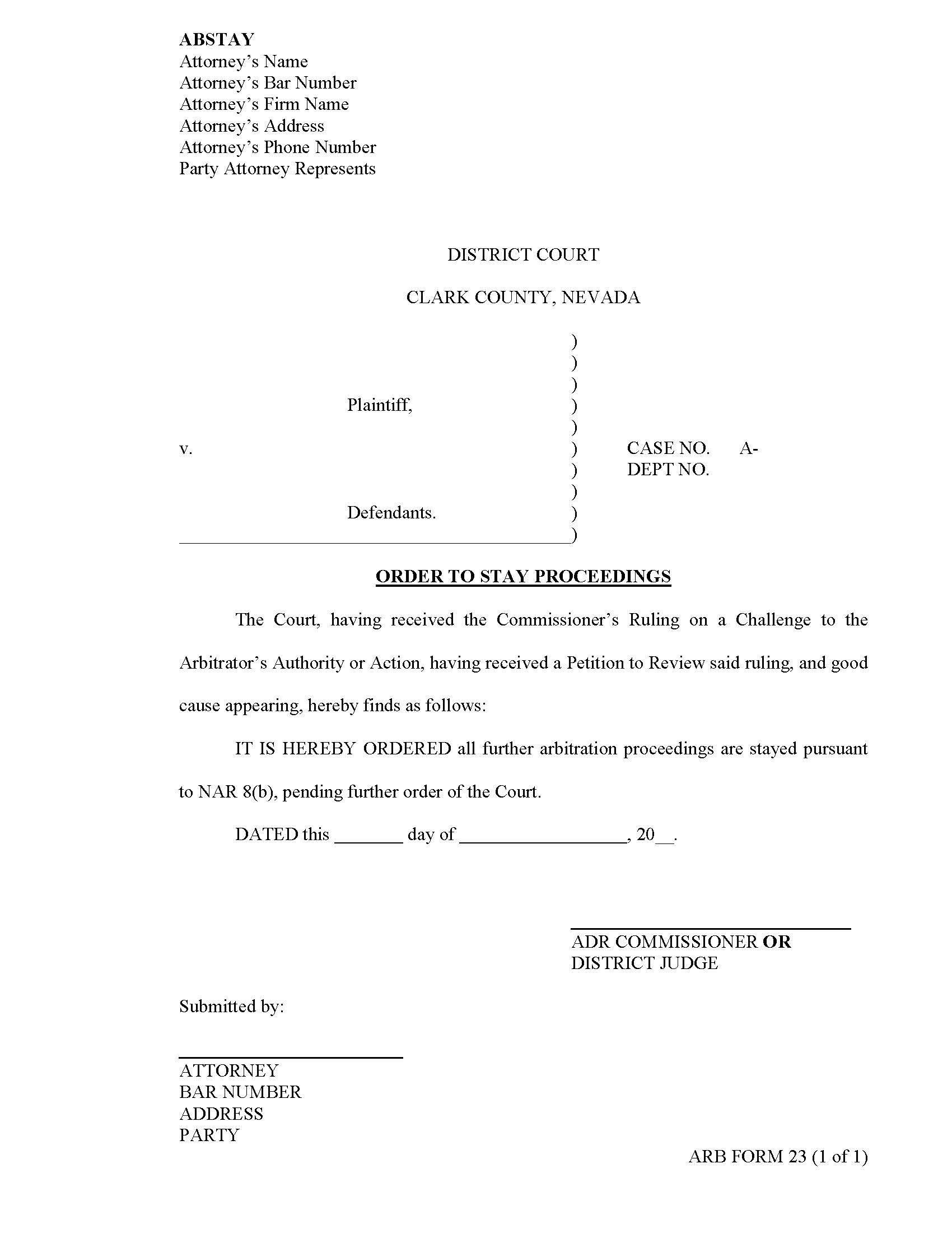 Order To Stay Proceedings {23} | Pdf Fpdf Docx | Nevada