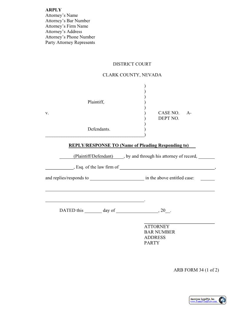 Reply {34}  | Pdf Fpdf Docx | Nevada