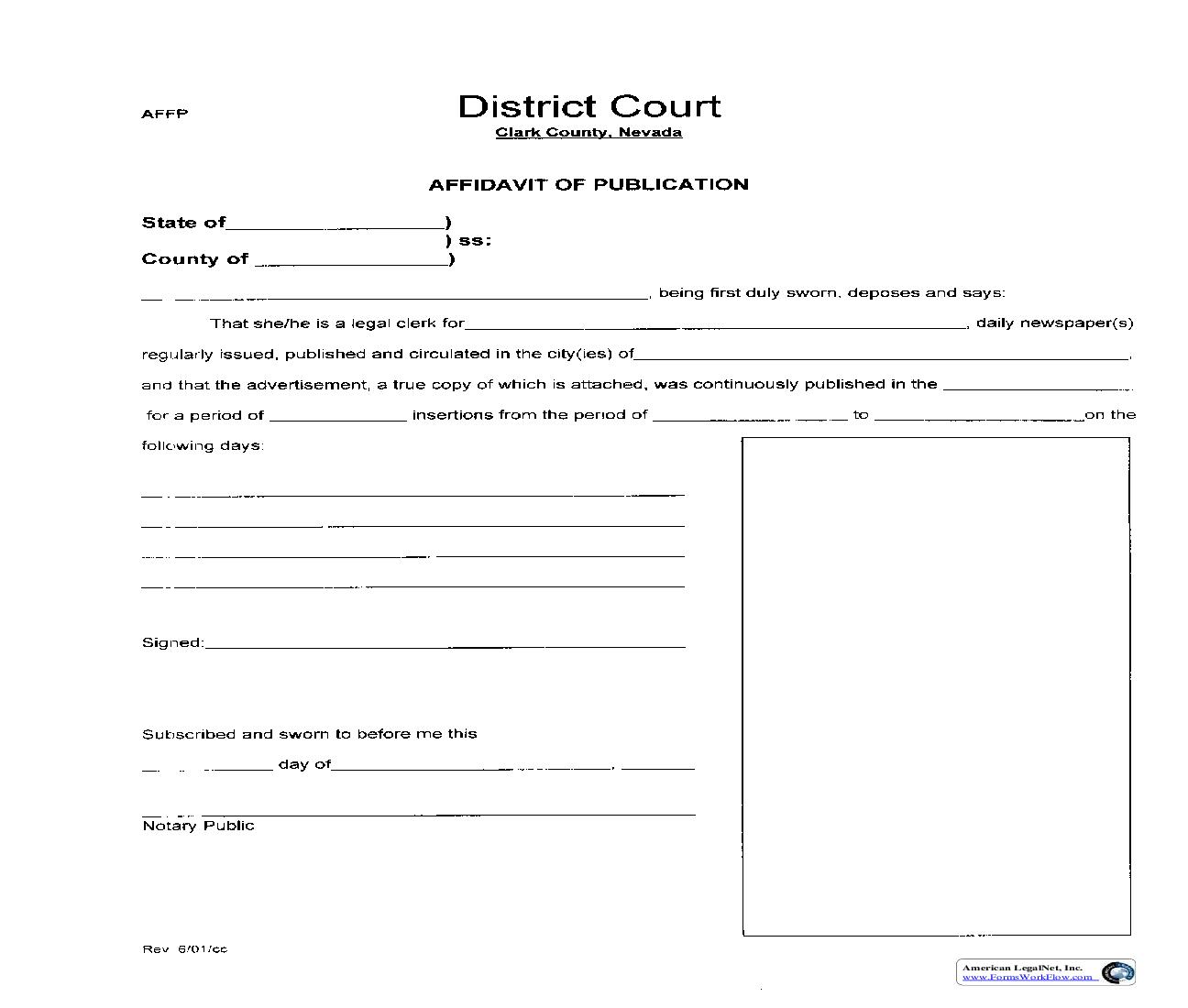 Affidavit Of Publication {AFFP} | Pdf Fpdf Doc Docx | Nevada