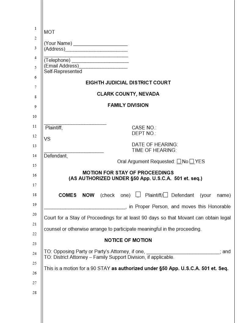 Motion For Stay | Pdf Fpdf Doc Docx | Nevada