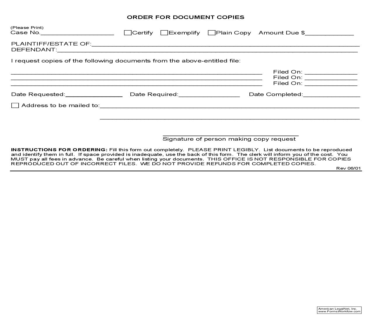 Order For Document Copies | Pdf Fpdf Doc Docx | Nevada
