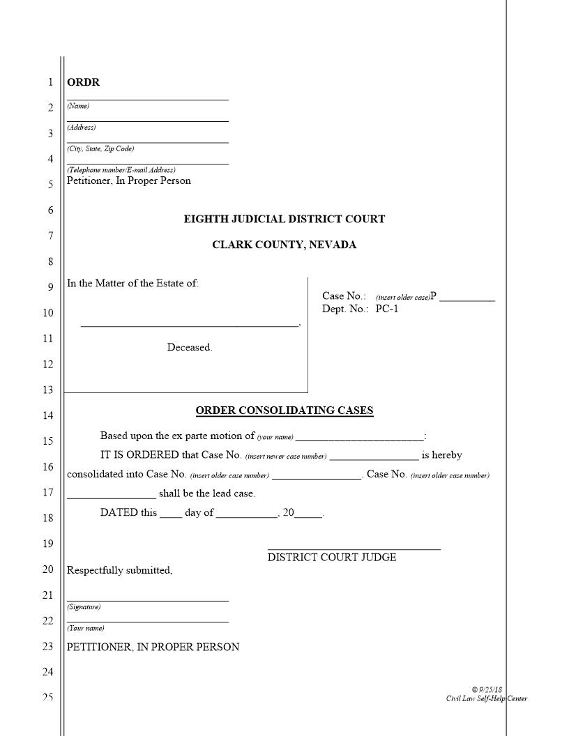 Order Consolidating Cases | Pdf Fpdf Docx | Nevada