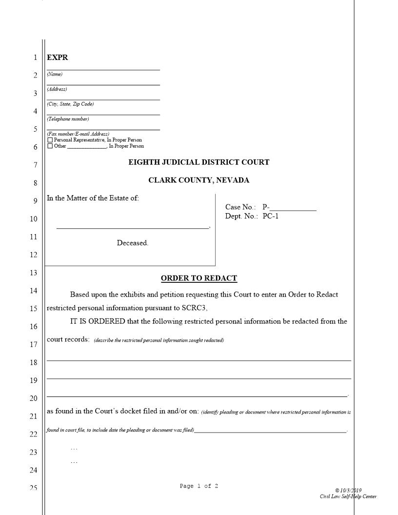 Order To Redact | Pdf Fpdf Docx | Nevada