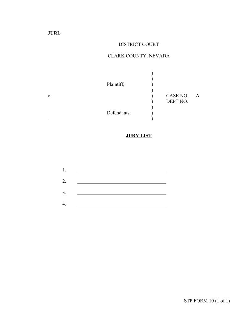 Jury List {10} | Pdf Fpdf Docx | Nevada