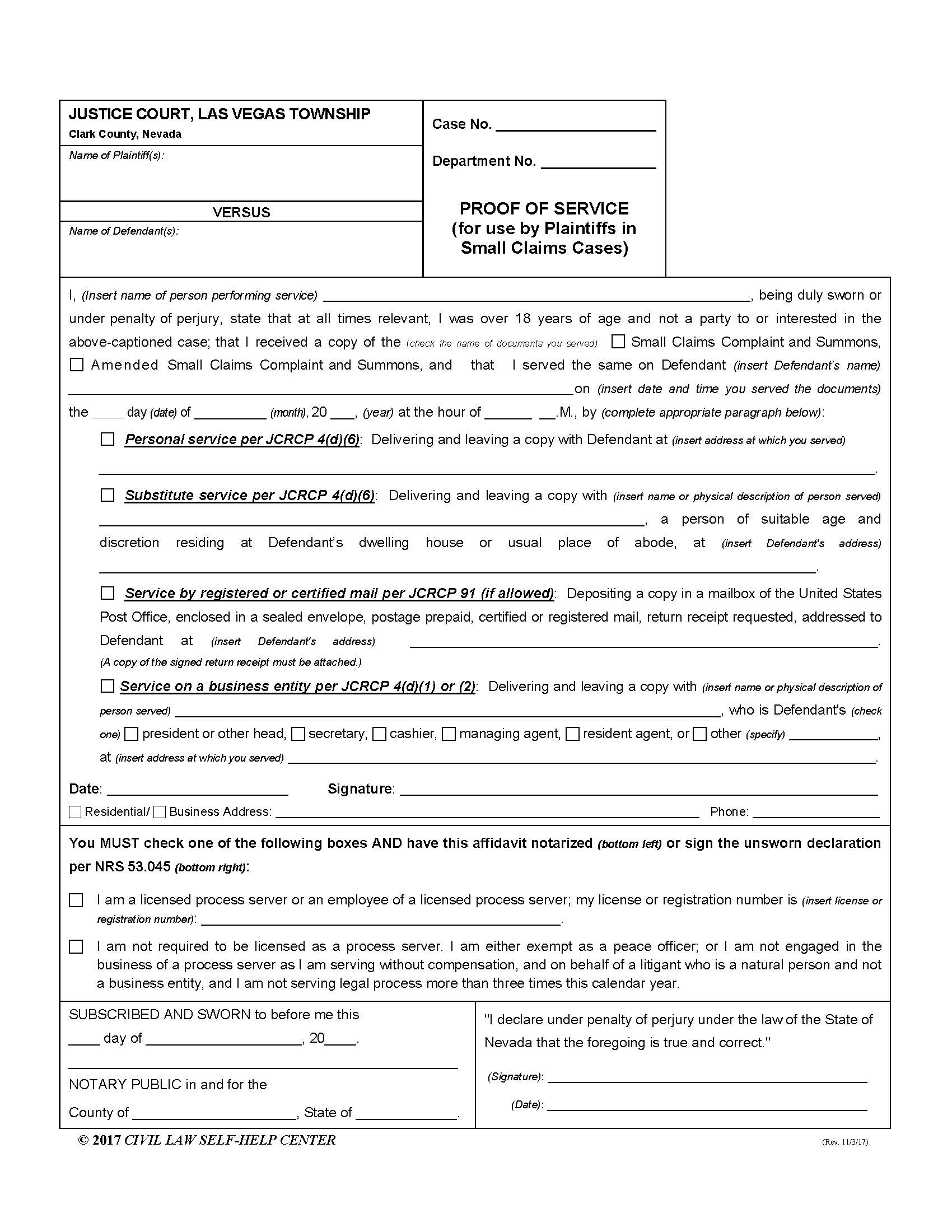 Proof Of Service | Pdf Fpdf Doc Docx | Nevada