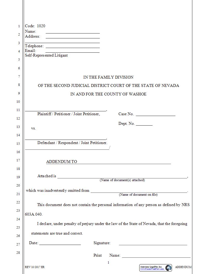 Addendum To {1020} | Pdf Fpdf Docx | Nevada