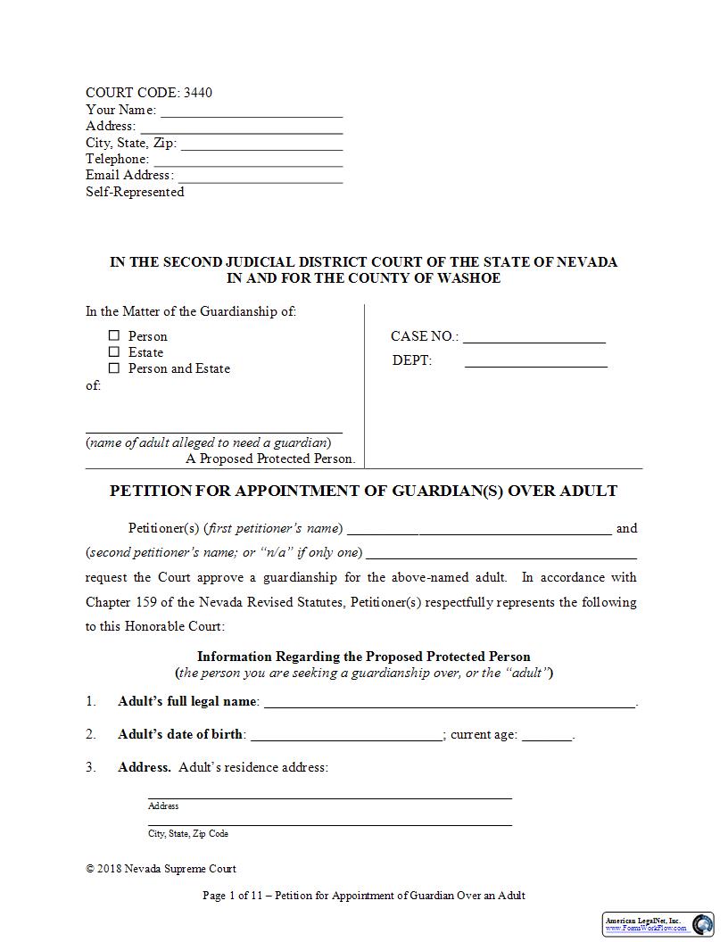 Petition For Guardianship Of An Adult | Pdf Fpdf Docx | Nevada