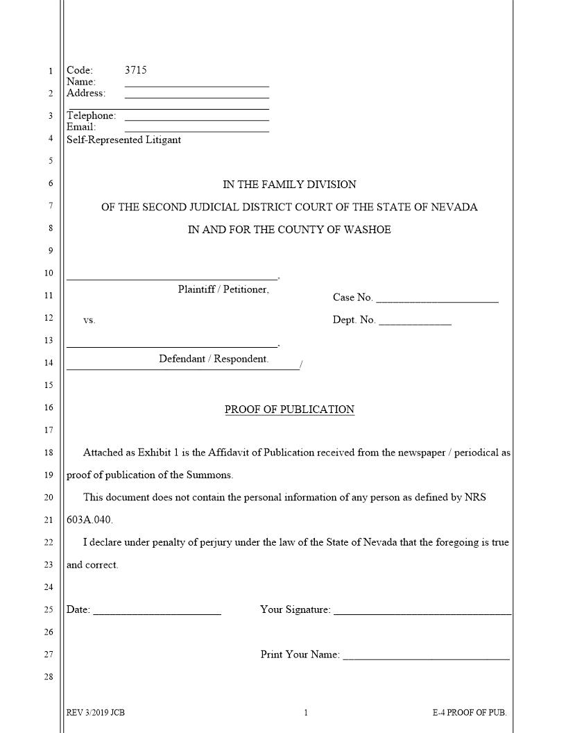Proof Of Publication {3715} | Pdf Fpdf Doc Docx | Nevada