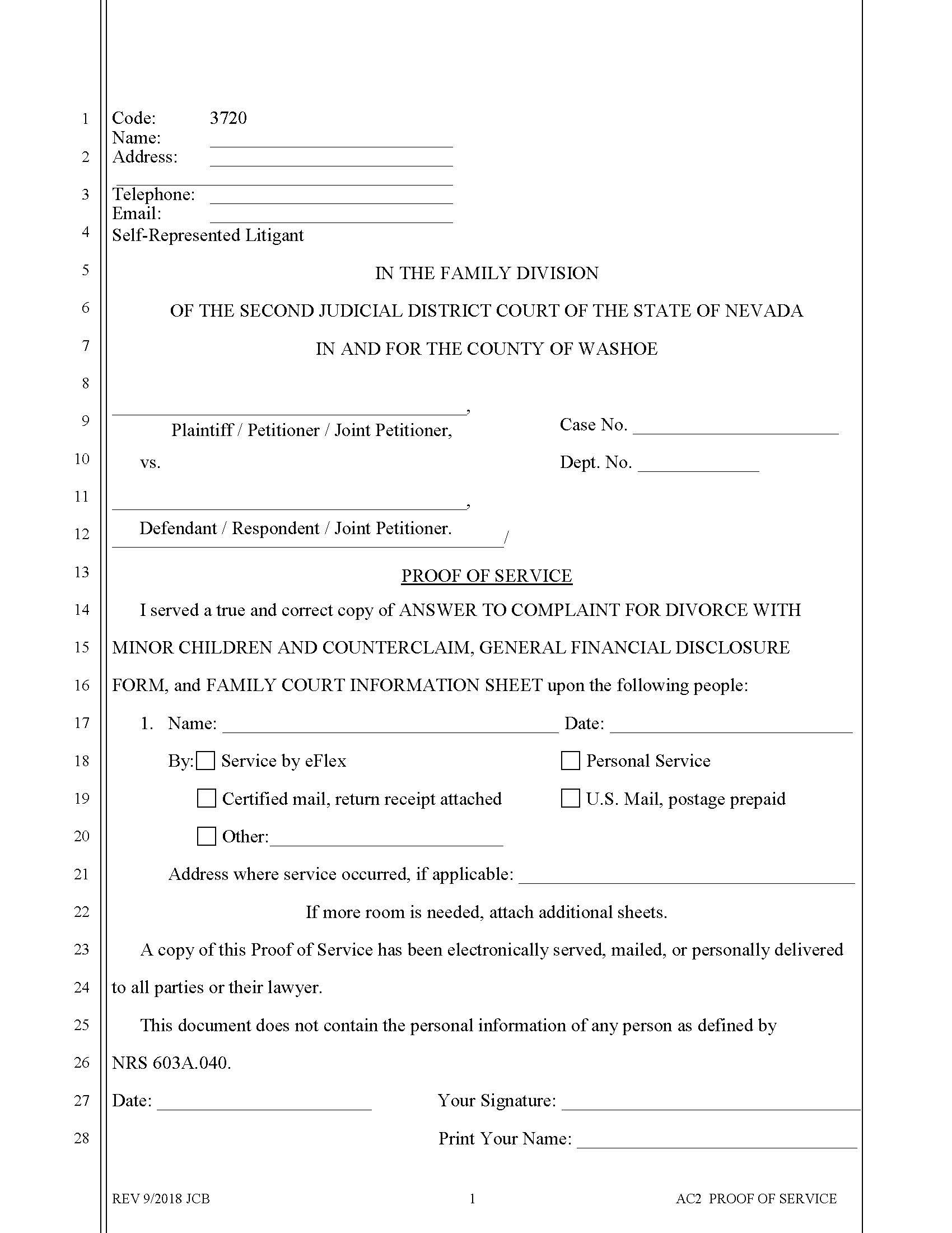 Proof Of Service {3720} | Pdf Fpdf Docx | Nevada